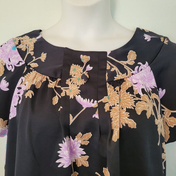 Hawaiiana Floral Black Purple Muu Muu Lightweight House Dress Tropical Cruise Va - Picture 5 of 5